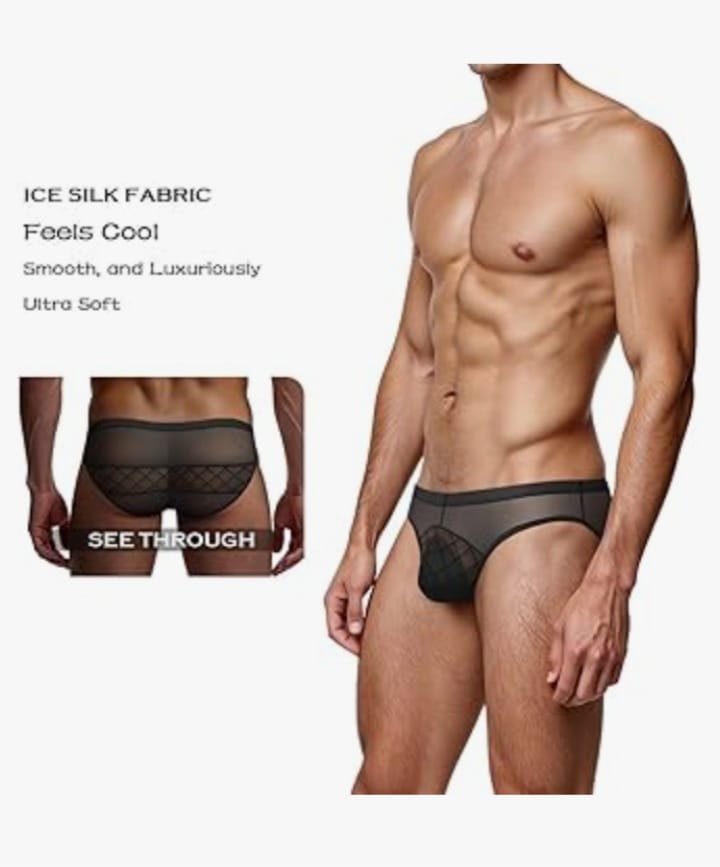 Men’s Underwear Mesh Pouch Briefs See Through Low Rise Ultra Thin Breathable